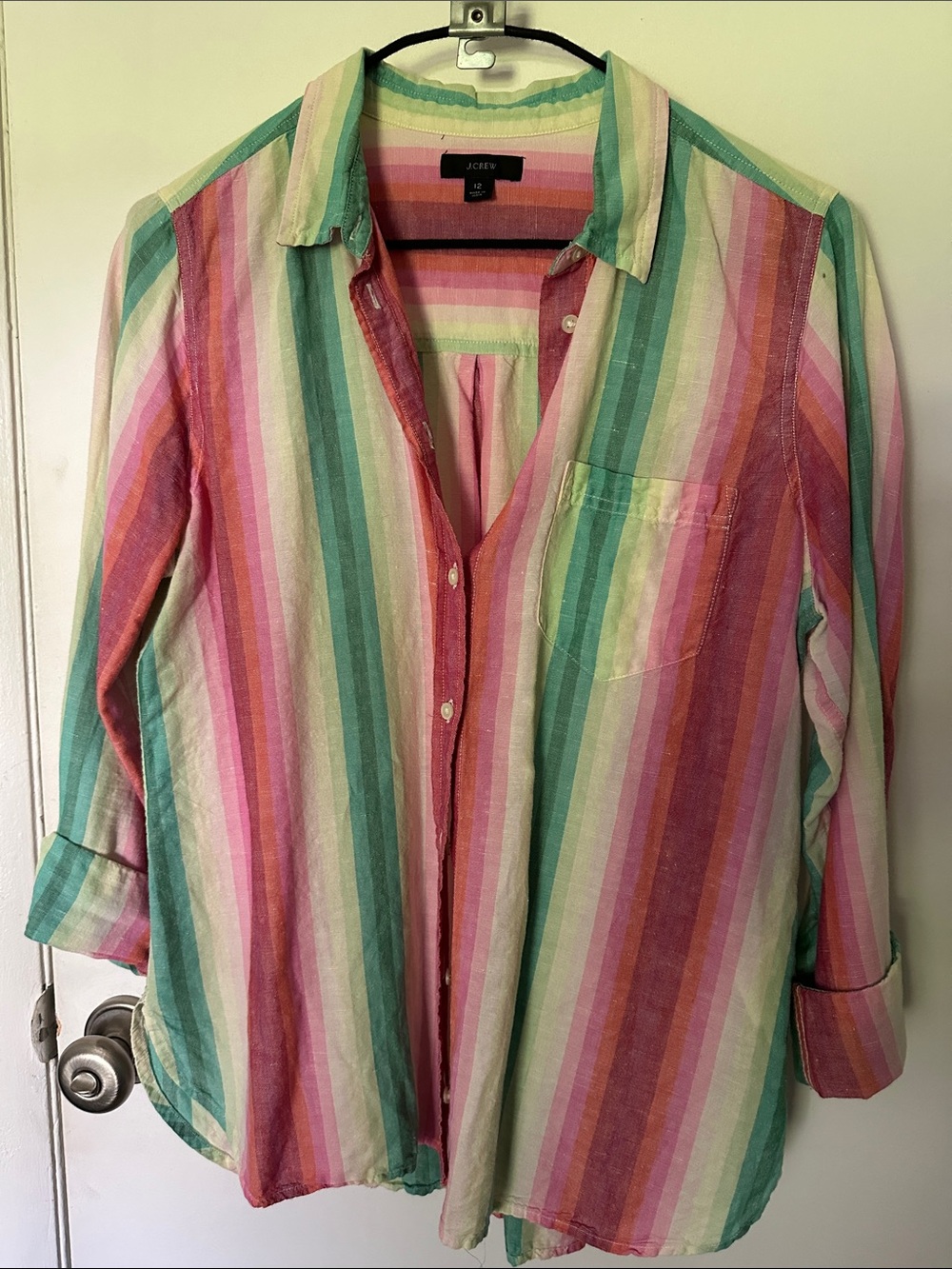 J. Crew Multicolor Pastel Stripe Button-Up Shirt